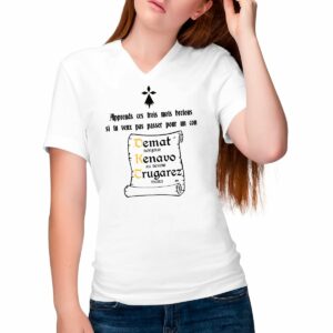 T-shirt pour femme col en V-trois mots bretons